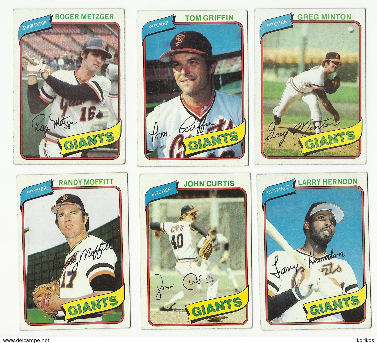 1980 TOPPS BASEBALL CARDS – SAN FRANCISCO GIANTS – MLB – MAJOR LEAGUE BASEBALL – LOT OF THIRTEEN - Konvolute