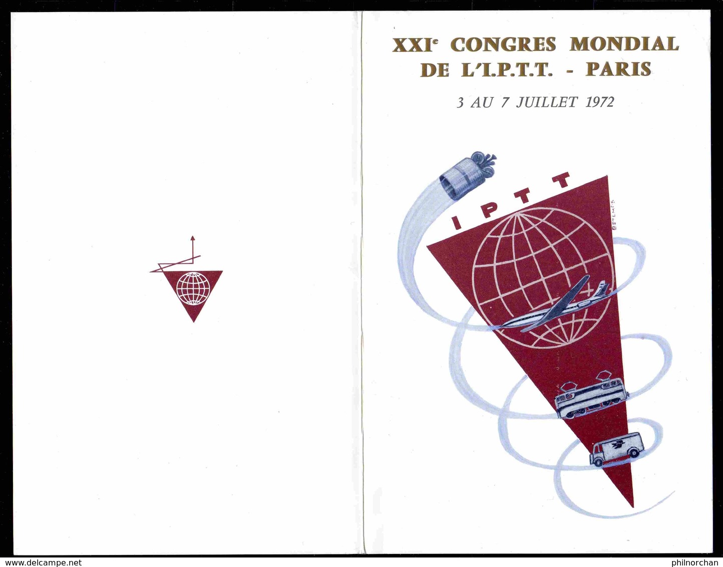 France 1972 Marcophilie Paris Livret Illustré N°2667 Signé, 1er Jour 1er Juillet 1972 "XXIème Congrès I.P.T.T. 1972" 1 € - Commemorative Postmarks