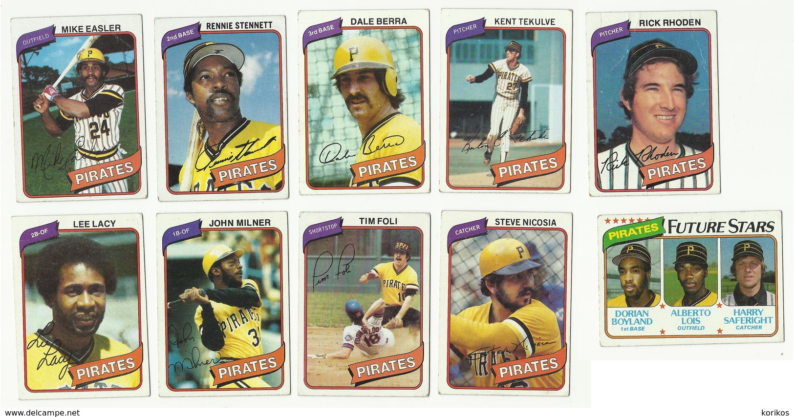 1980 TOPPS BASEBALL CARDS – PITTSBURGH PIRATES – MLB – MAJOR LEAGUE BASEBALL – LOT OF TEN - Lotes