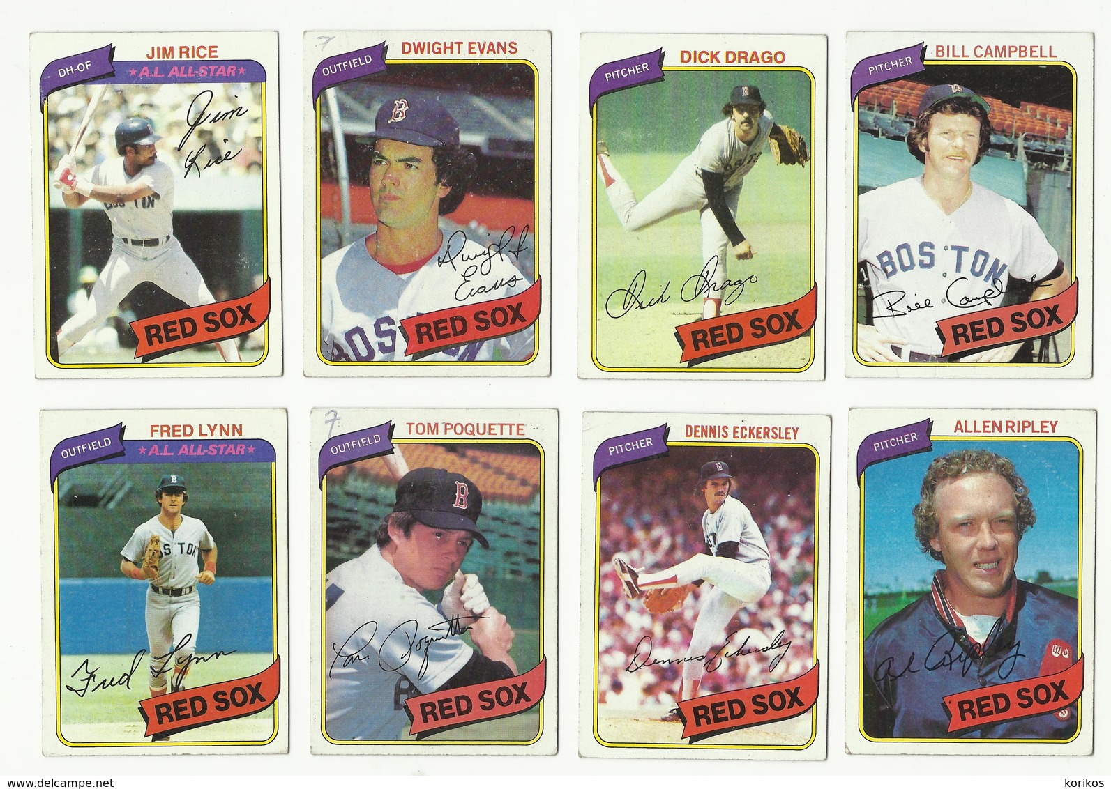 1980 TOPPS BASEBALL CARDS – BOSTON RED SOX – MLB – MAJOR LEAGUE BASEBALL – LOT OF FOURTEEN - Konvolute