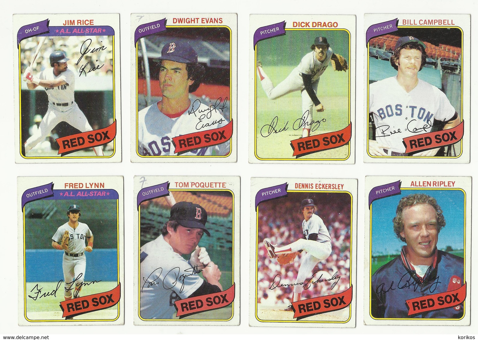 1980 TOPPS BASEBALL CARDS – BOSTON RED SOX – MLB – MAJOR LEAGUE BASEBALL – LOT OF FOURTEEN - Lotti
