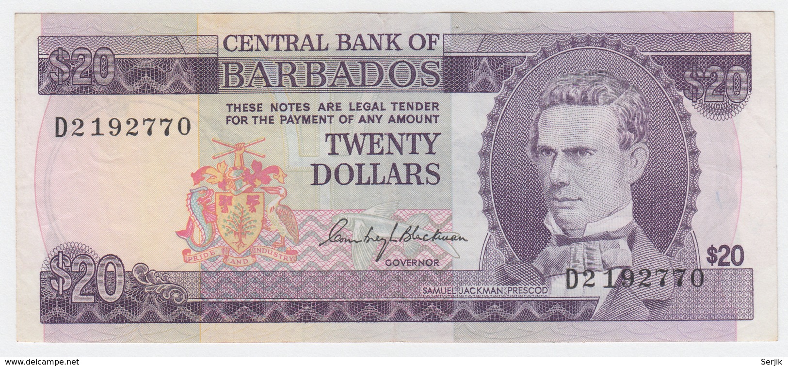 BARBADOS 20 DOLLARS 1973 VF++ Pick 34 - Barbados