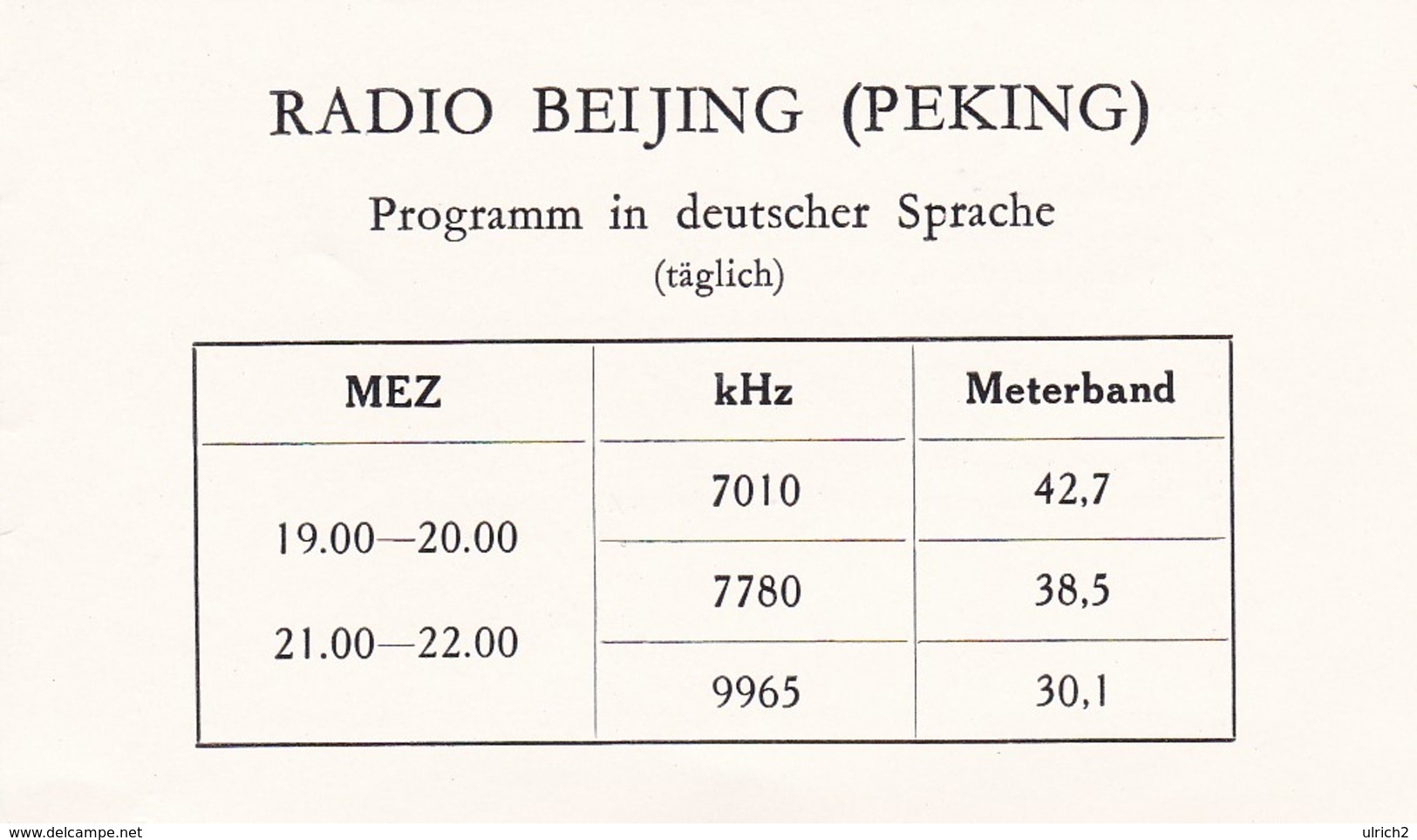 PC Radio Beijing Peking - Programm - Ca. 1979  (47017) - China