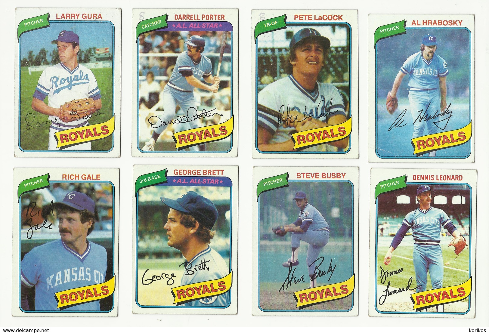 1980 TOPPS BASEBALL CARDS – KANSAS CITY ROYALS – MLB – MAJOR LEAGUE BASEBALL – LOT OF TWELVE - Konvolute