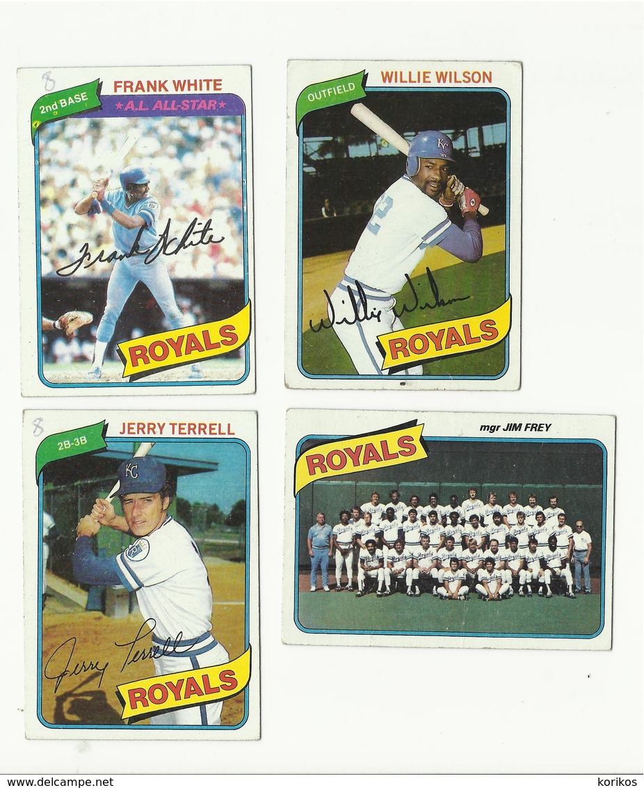 1980 TOPPS BASEBALL CARDS – KANSAS CITY ROYALS – MLB – MAJOR LEAGUE BASEBALL – LOT OF TWELVE - Lotti