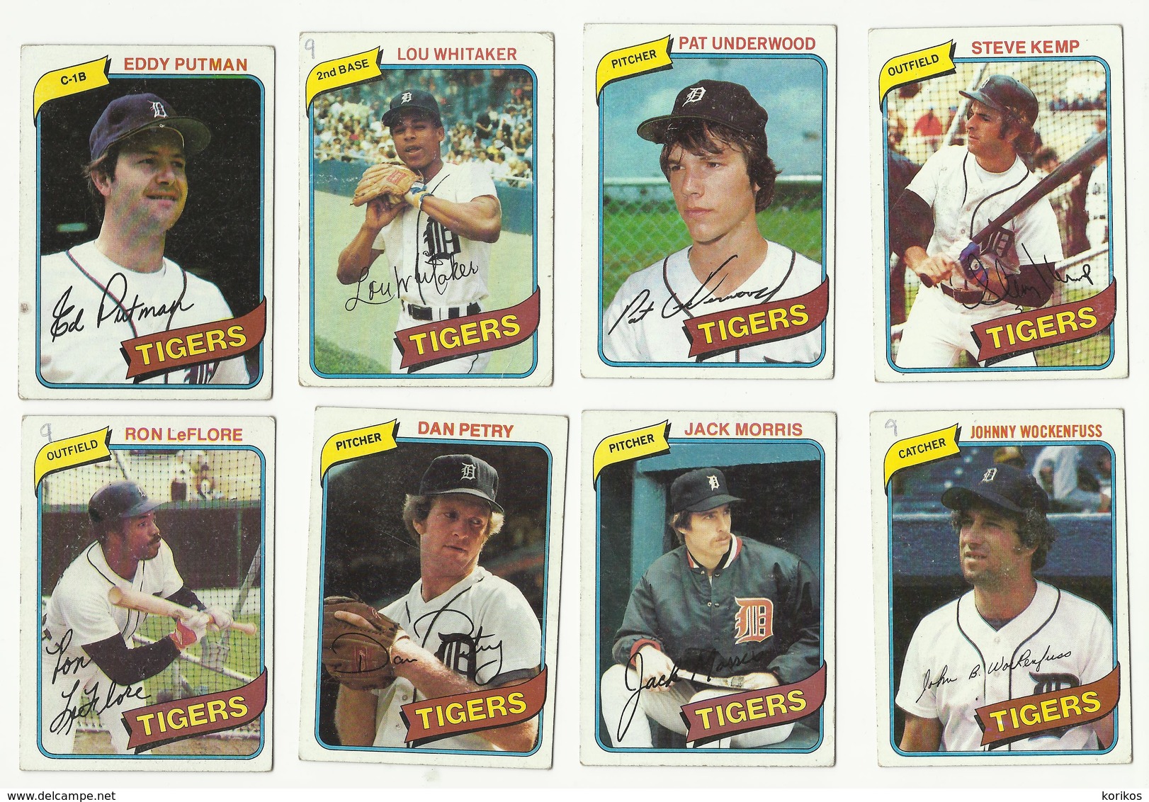 1980 TOPPS BASEBALL CARDS – DETROIT TIGERS – MLB – MAJOR LEAGUE BASEBALL – LOT OF TWELVE - Lots