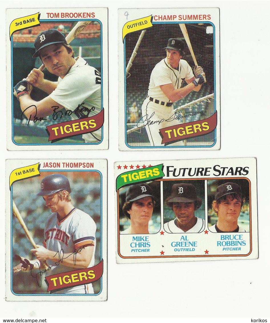 1980 TOPPS BASEBALL CARDS – DETROIT TIGERS – MLB – MAJOR LEAGUE BASEBALL – LOT OF TWELVE - Lotti