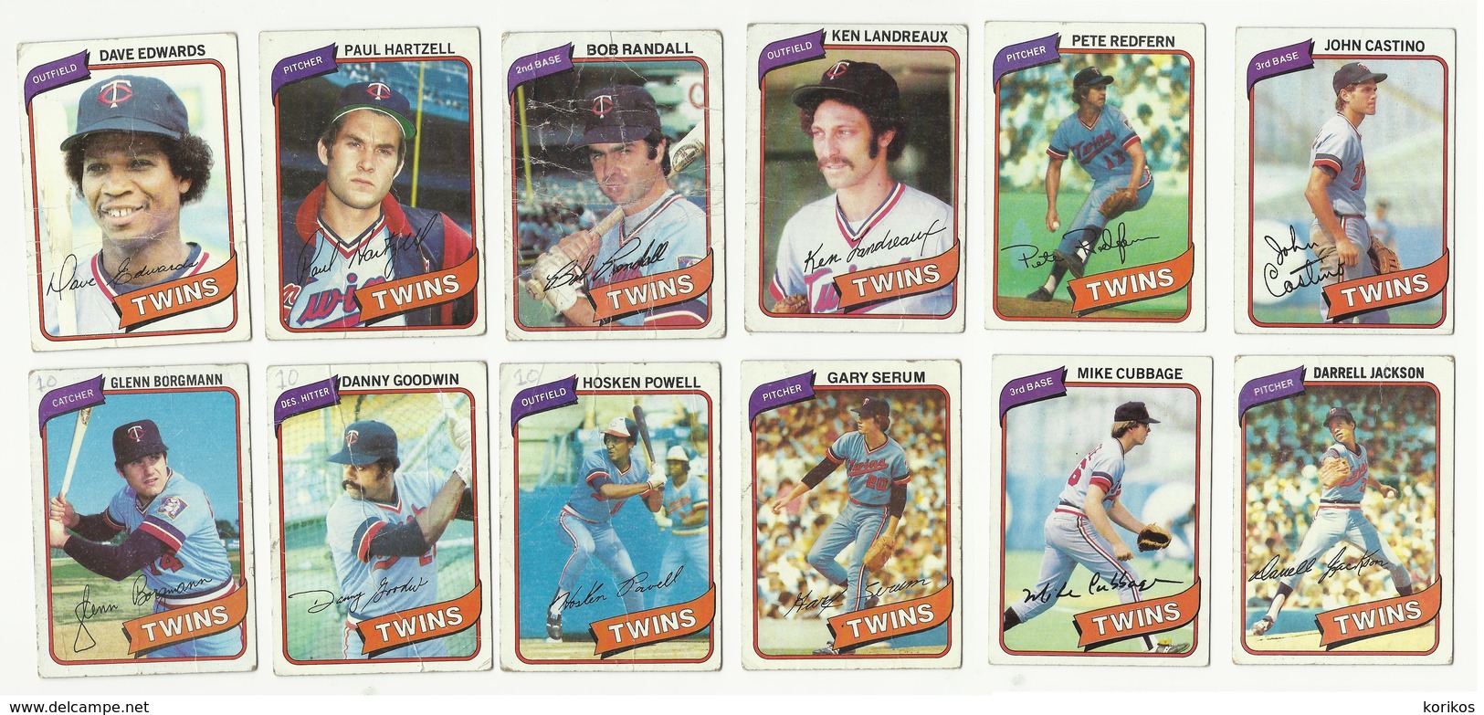 1980 TOPPS BASEBALL CARDS – MINNESOTA TWINS – MLB – MAJOR LEAGUE BASEBALL – LOT OF TWELVE - Verzamelingen