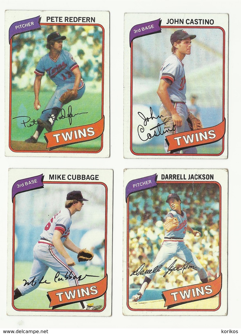 1980 TOPPS BASEBALL CARDS – MINNESOTA TWINS – MLB – MAJOR LEAGUE BASEBALL – LOT OF TWELVE - Lots