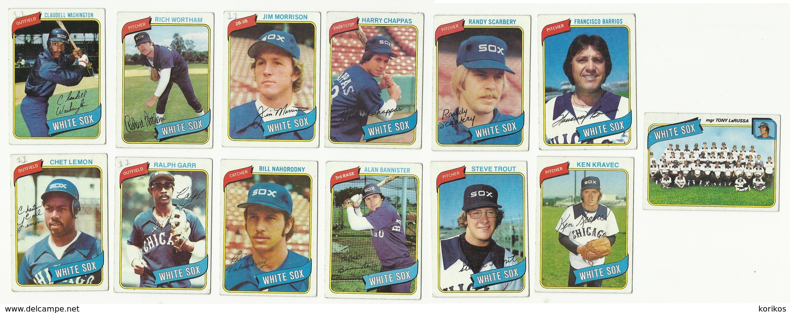 1980 TOPPS BASEBALL CARDS – CHICAGO WHITE SOX – MLB – MAJOR LEAGUE BASEBALL – LOT OF THIRTEEN - Lotes