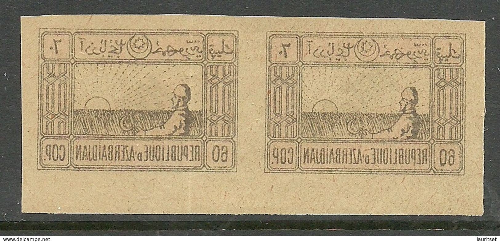 TRANSCAUCASSUS Transkaukasien 1923 Michel 12 II As Pair ERROR Abart Variety Set Off Abklatsch - Azerbaïdjan