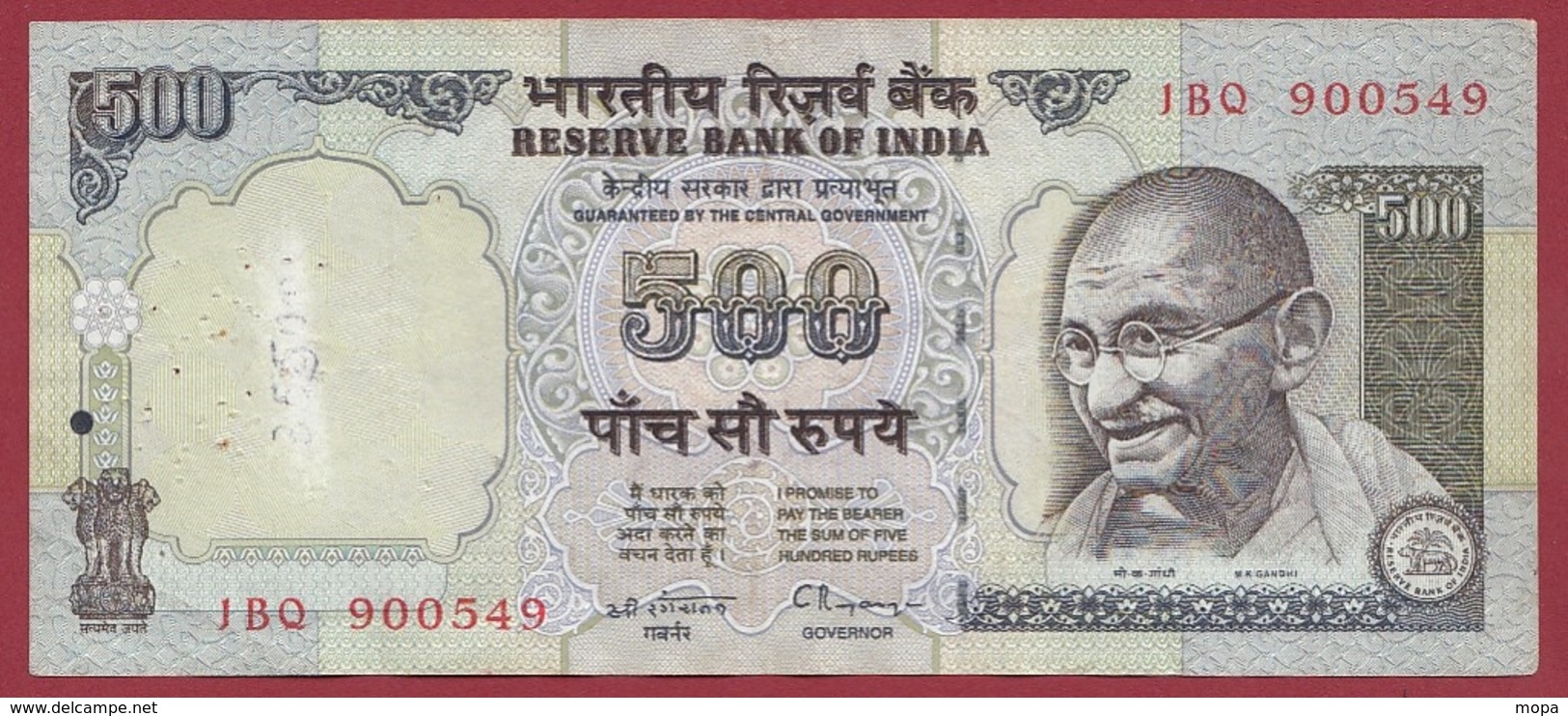 Inde 500 Rupees 1997 (Sign 87) Dans L 'état - India