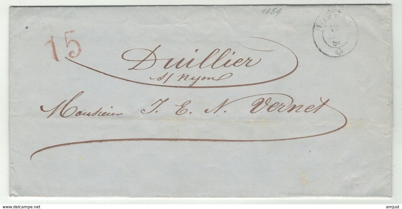 Suisse // Schweiz // Switzerland //  Préphilatélie  // Lettre Au Départ De Morges 1854 - ...-1845 Préphilatélie