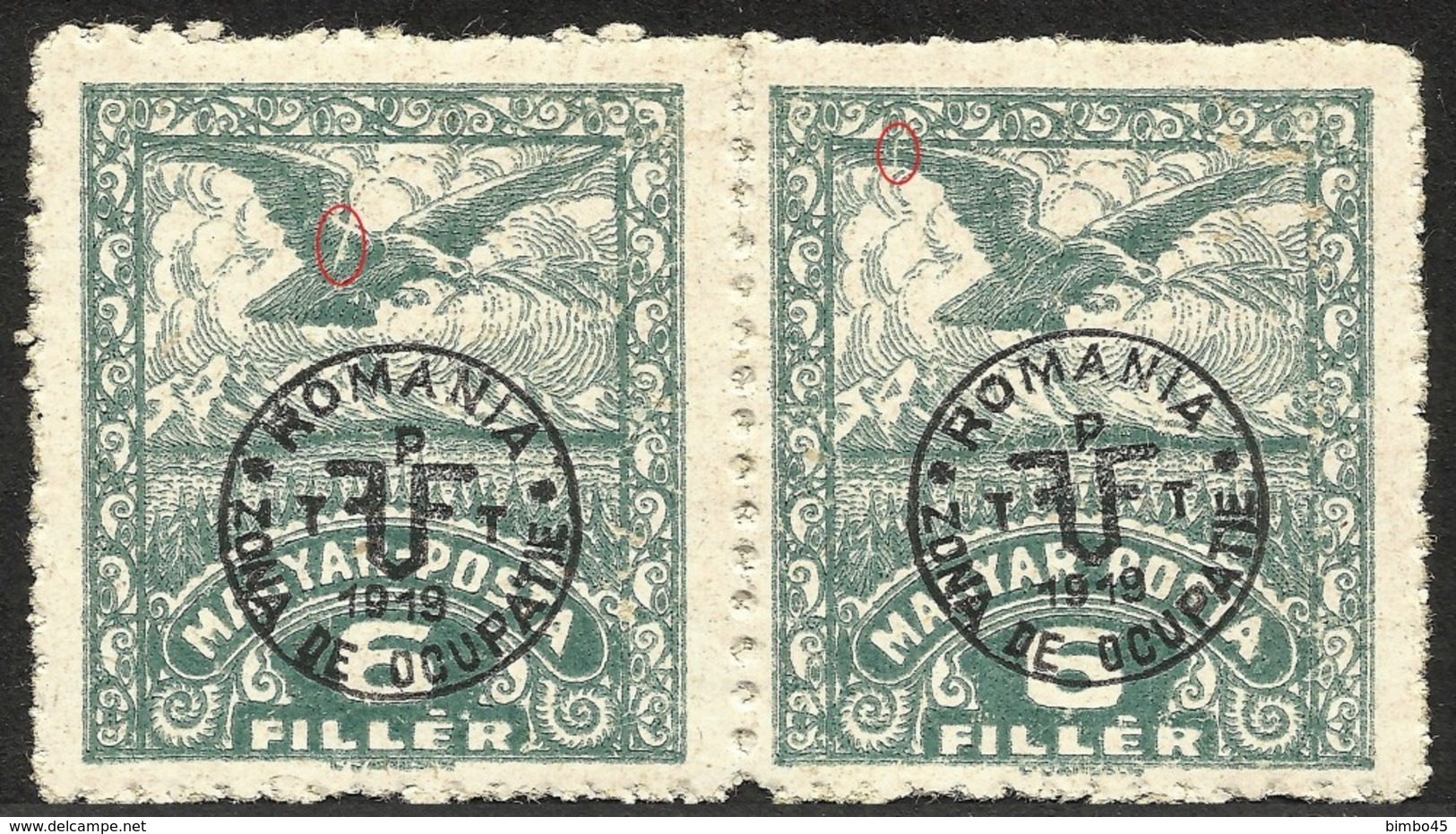 ERROR--HUNGARY OVERPRINT ,, ROMANIA ZONA DE OCUPATIE 1919 ''  MNH - Debrecen