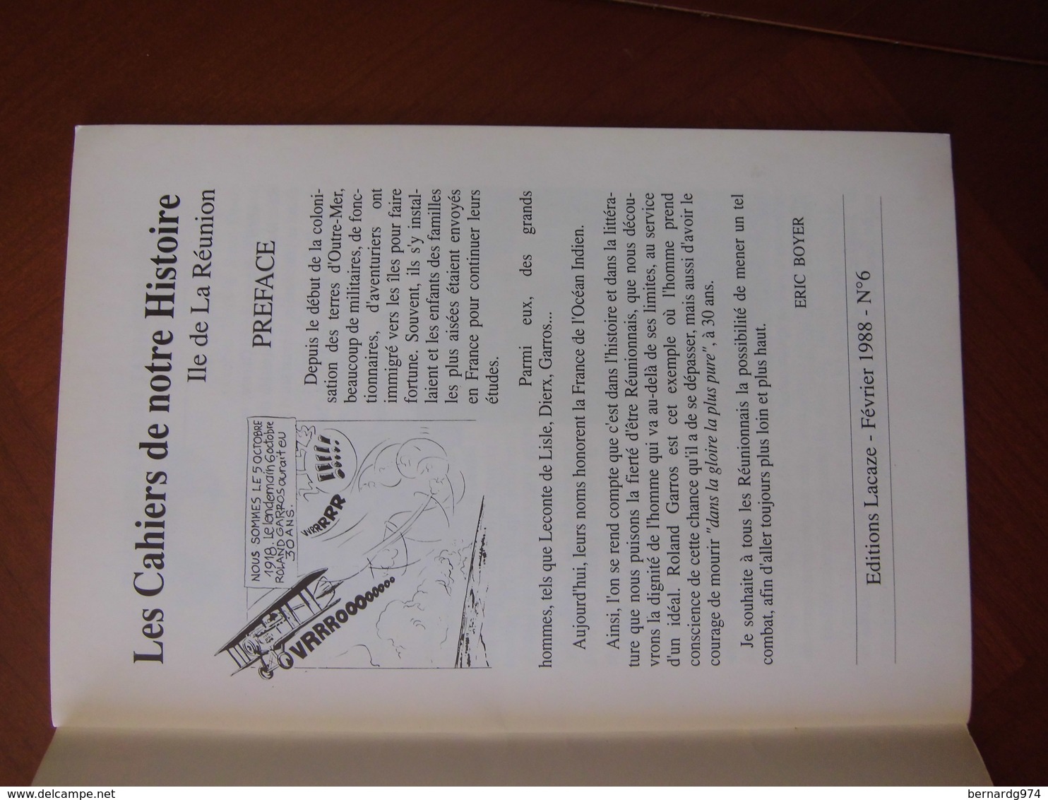 Réunion : Publication De 20 Pages Consacrée à Roland Garros (Les Cahiers De Notre Histoire 1988) - Altri & Non Classificati