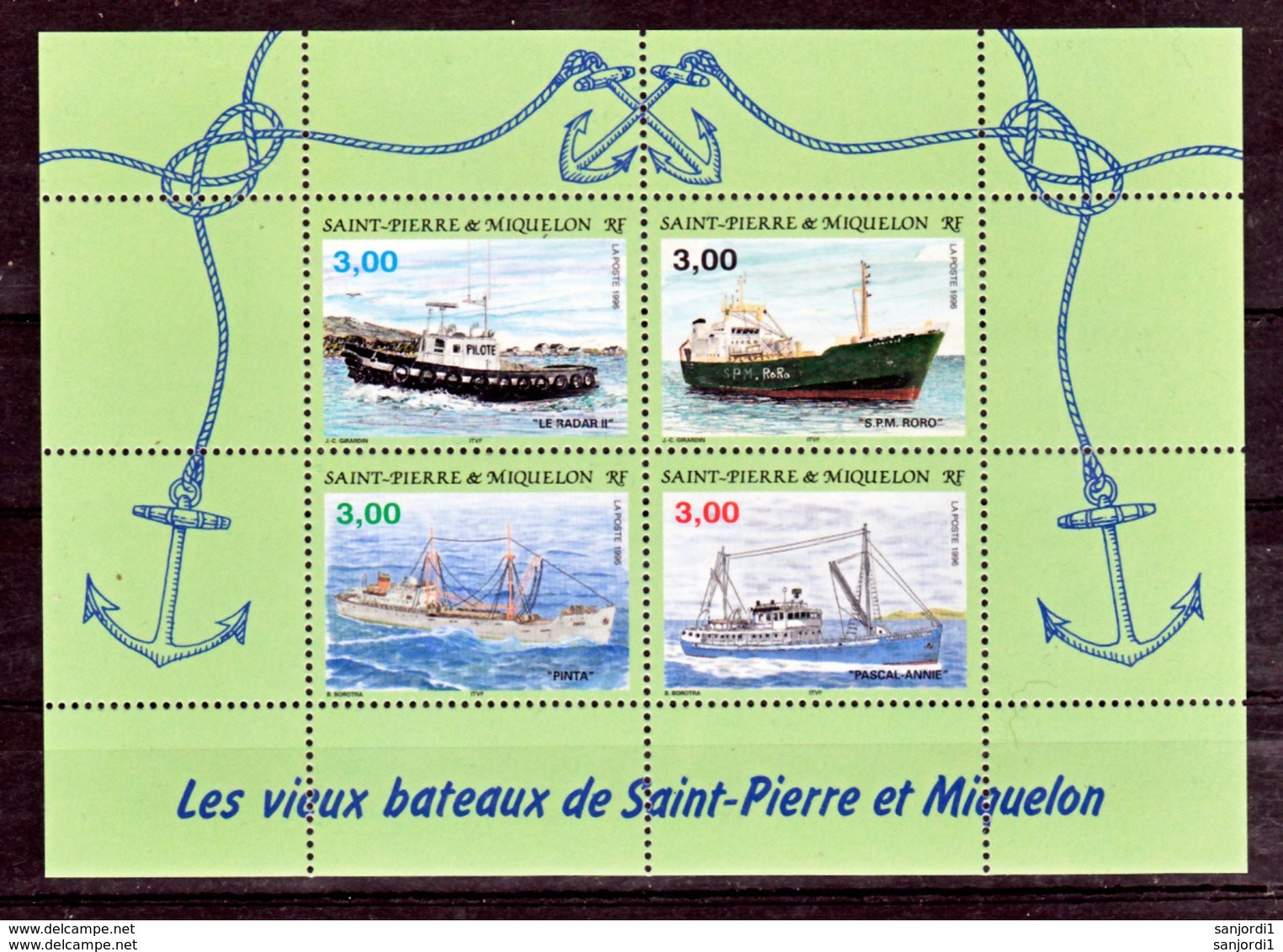 Saint Pierre Et Miquelon  1996 Année Complète Poste 624 640A Et PA 75 Et Bf 5 Neuf ** MNH Sin Charmela Cote 52.7 - Komplette Jahrgänge