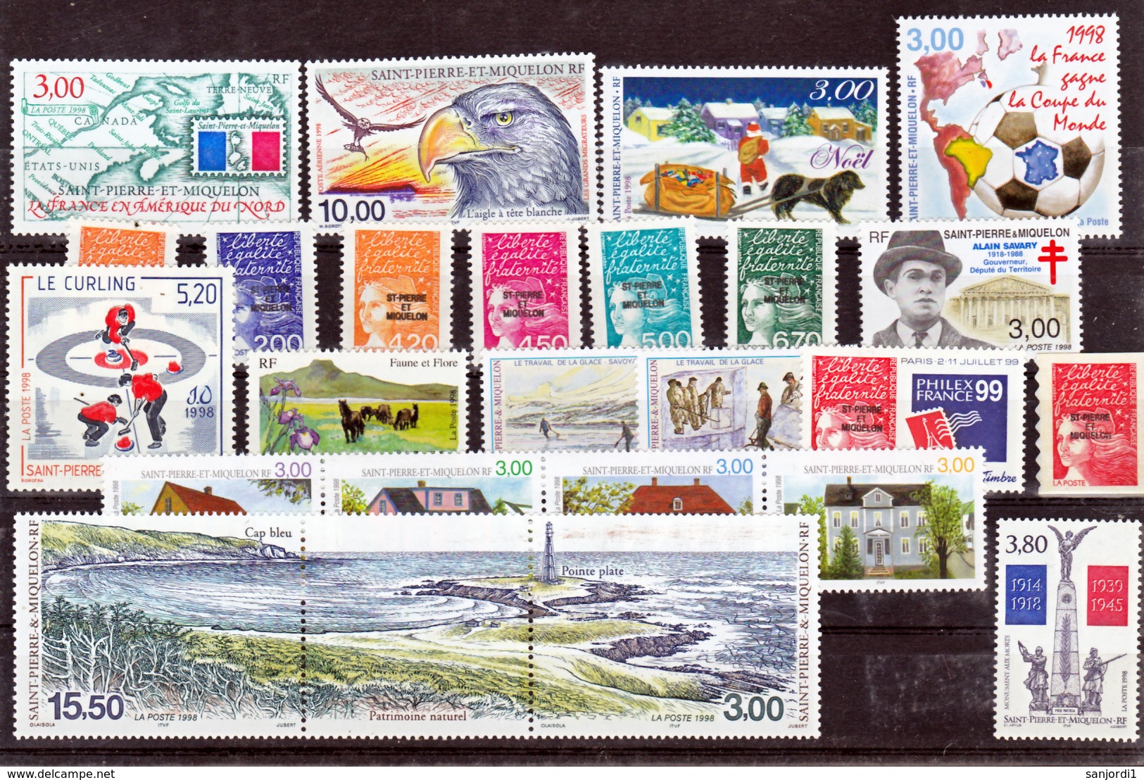 Saint Pierre Et Miquelon  1998 Année Complète Poste  Et PA 78 Neuf ** MNH Sin Charmela Cote 49 - Komplette Jahrgänge