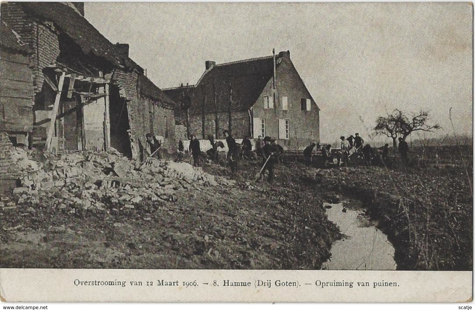Hamme.   -    Drij Goten.  -   Overstroming 1906 - Hamme
