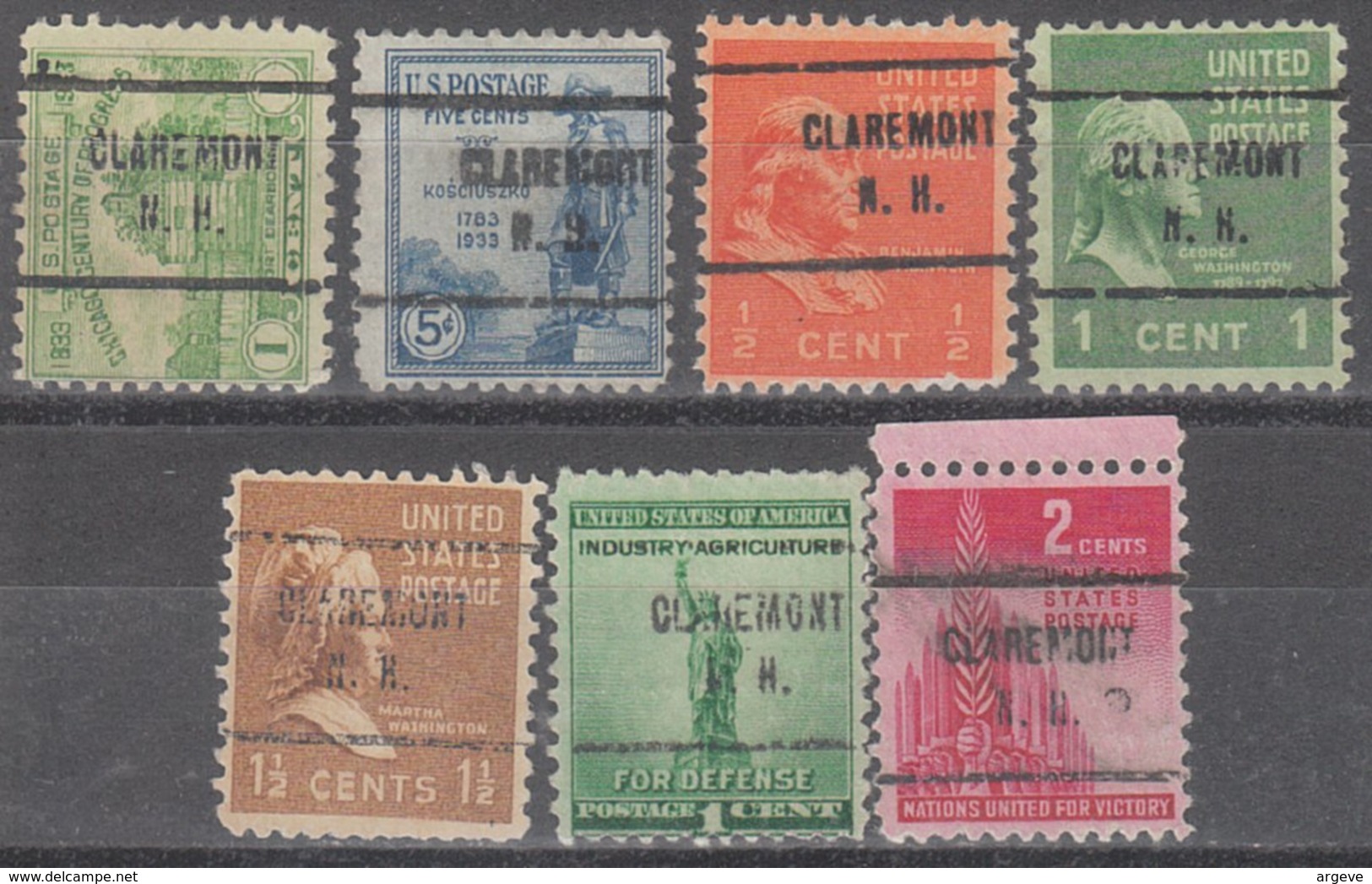 USA Precancel Vorausentwertung Preo, Locals New Hampshire, Claremont 713, 7 Diff. - Precancels