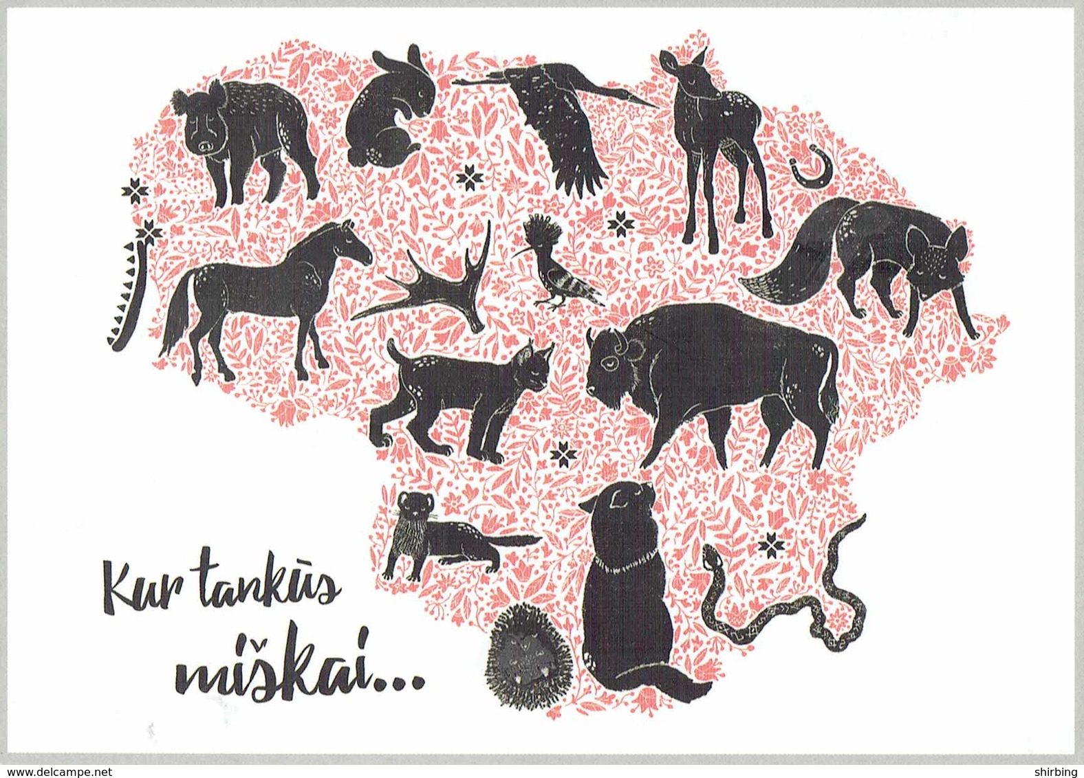 27A : Liethuania People Gathering Stamp Used On Wildlife Animals Postcard - Lithuania