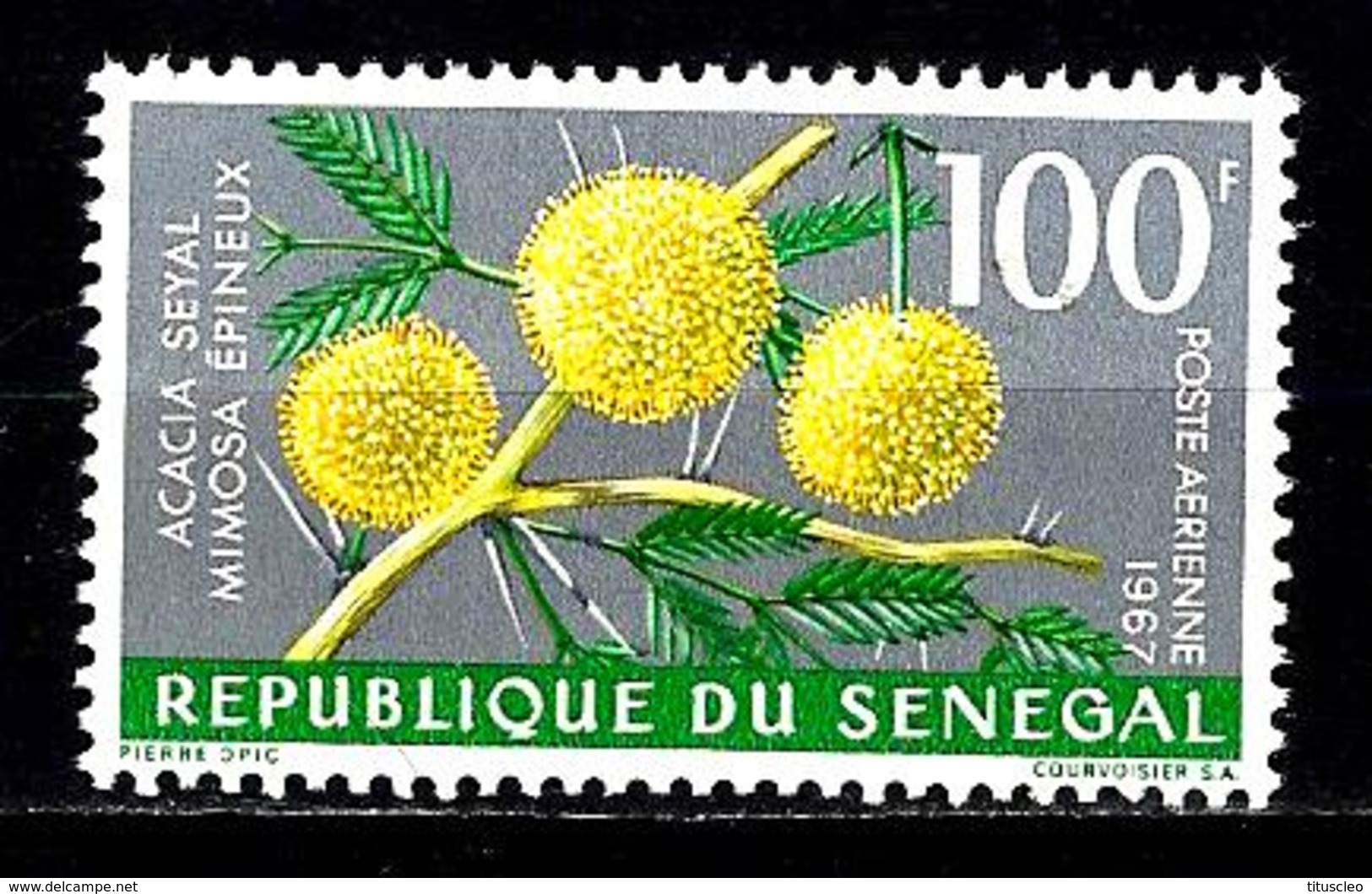 SÉNÉGAL Aer59** 100f Gris, Jaune Et Vert Fleurs Diverses Acacia - Senegal (1960-...)