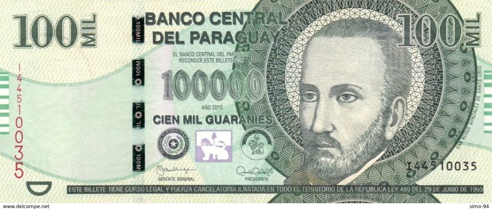 Paraguay P.240 100000 Guarani 2015 Vf - Paraguay