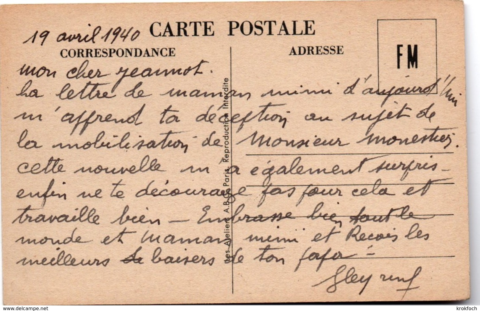 CPFM 1940 -  édit. ABC - Le Bleu - Julhes - Lettres & Documents