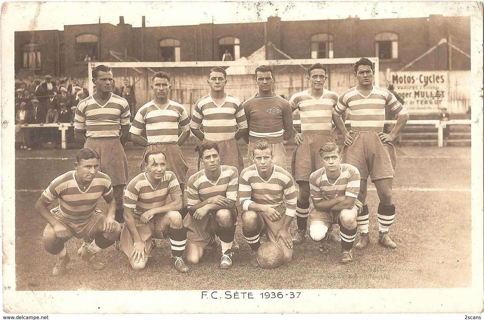 Dépt 34 - SÈTE - Football F. C. Sète 1936-37 - (Raafat, Llense, Sintès, Koraayi, Petrak, Danzèele..) - Chewing-gum GLOBO - Sete (Cette)