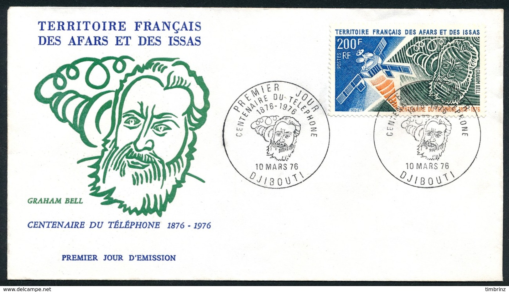 AFARS ET ISSAS FDC 1976 - Obl. 1er Jour Sur Yv. 419 Centenaire Du Téléphone  ..Réf.AFA23352 - Brieven En Documenten