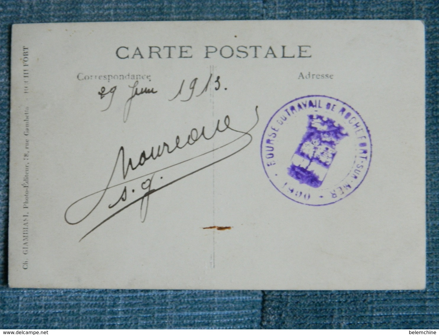 ROCHEFORT SUR MER  BOURSE DU TRAVAIL   CARTE PHOTO  XIVè CONGRES DES TRAVAILLEURS DE LA MARINE JOURNAUX  SYNDICATS 1913 - Rochefort