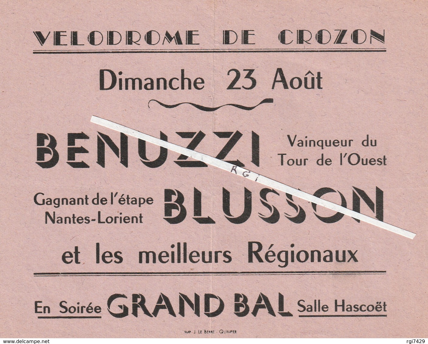 Crozon---finistere---29----velodrome---course Cycliste---affichette-(12 X 11 Cm) - Ohne Zuordnung