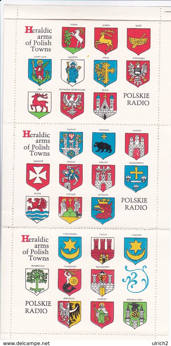 Poland Polen - Polskie Radio - Heraldic Arms Of Polish Towns - Ca. 1980 (47029) - Vignetten (Erinnophilie)