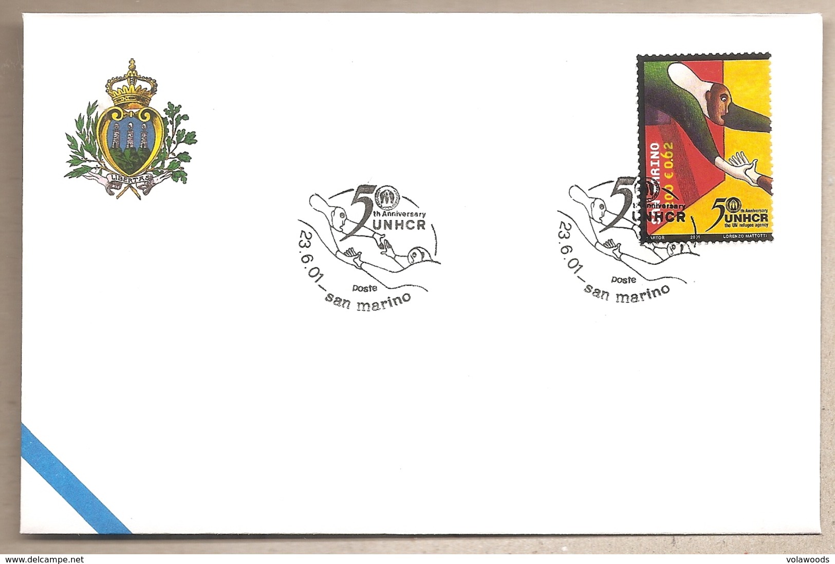 San Marino - Busta FDC Con Annullo Speciale: 50° Alto Commissariato Dell'ONU Per I Rifugiati - 2001 - Rifugiati