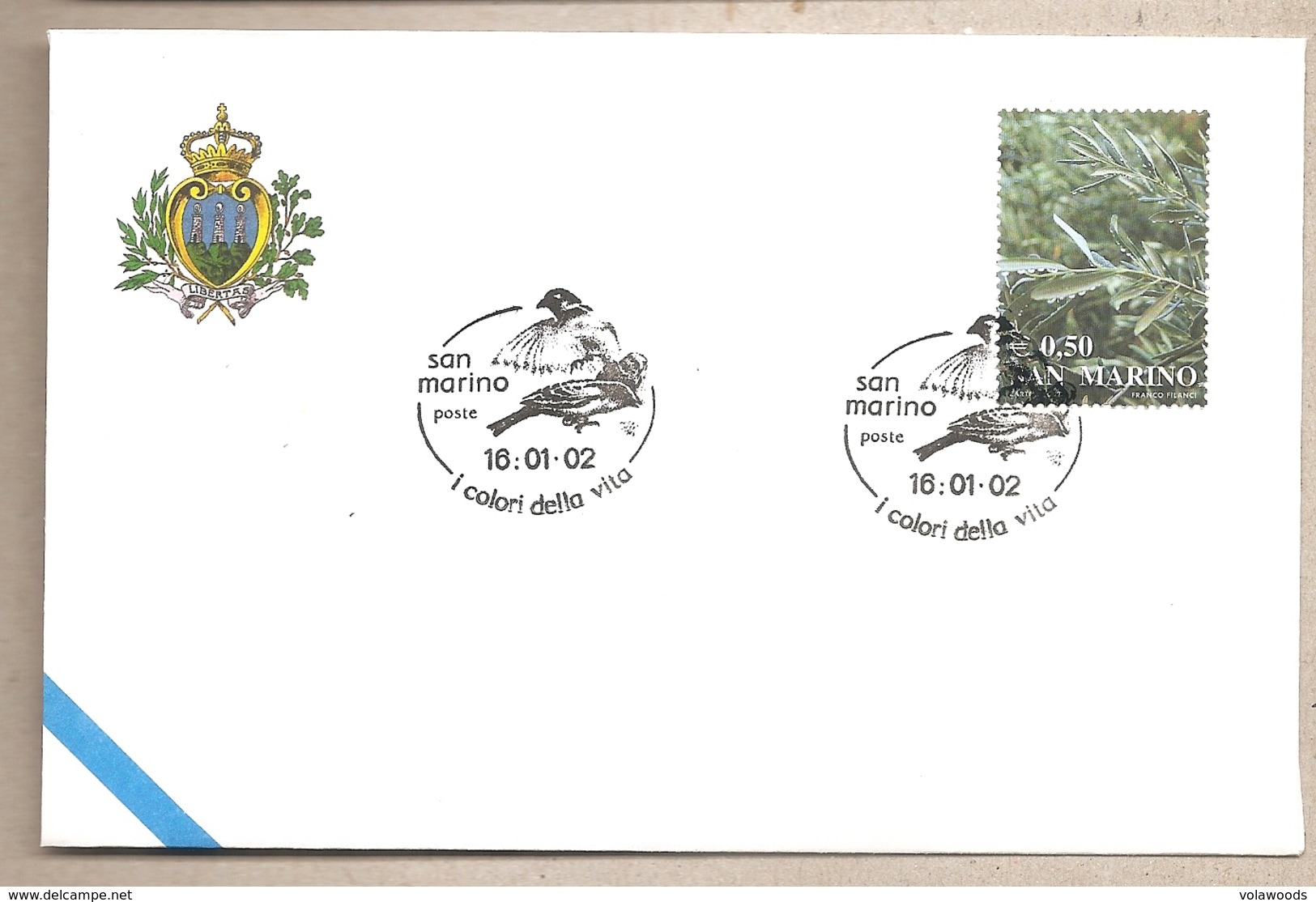 San Marino - Busta FDC Con Annullo Speciale: I Colori Della Vita - 2002 - Passeri