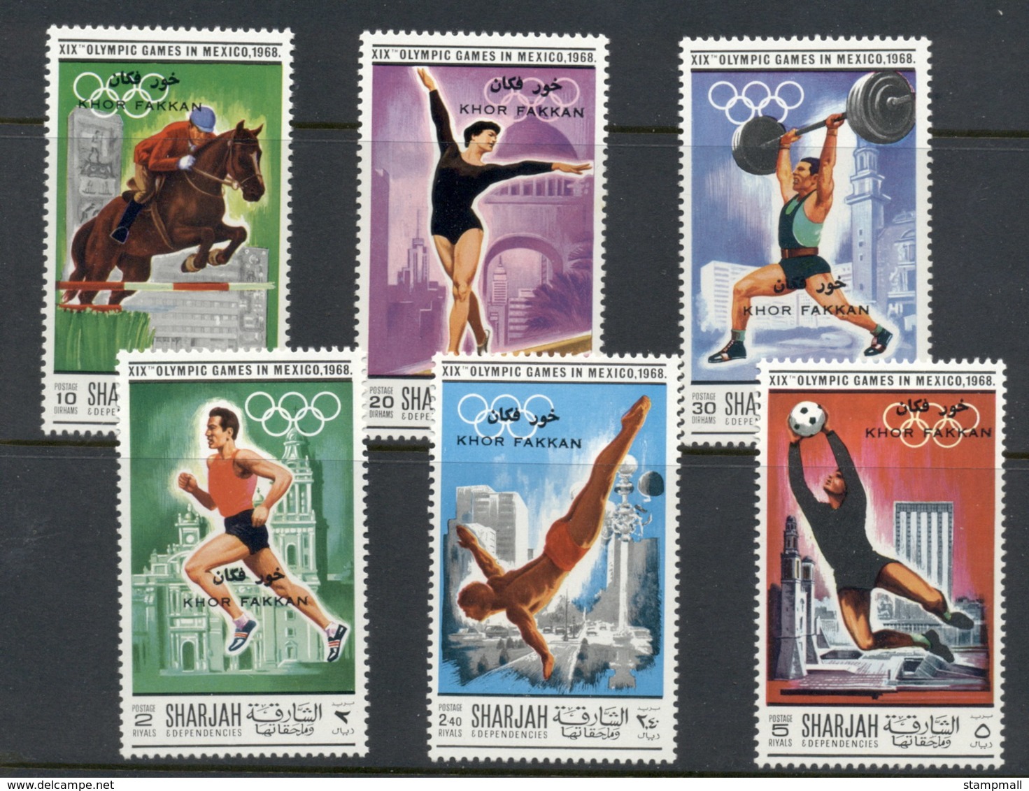 Khor Fakkan 1968 Mi#171-176 Summer Olympics Mexico City MUH - Khor Fakkan