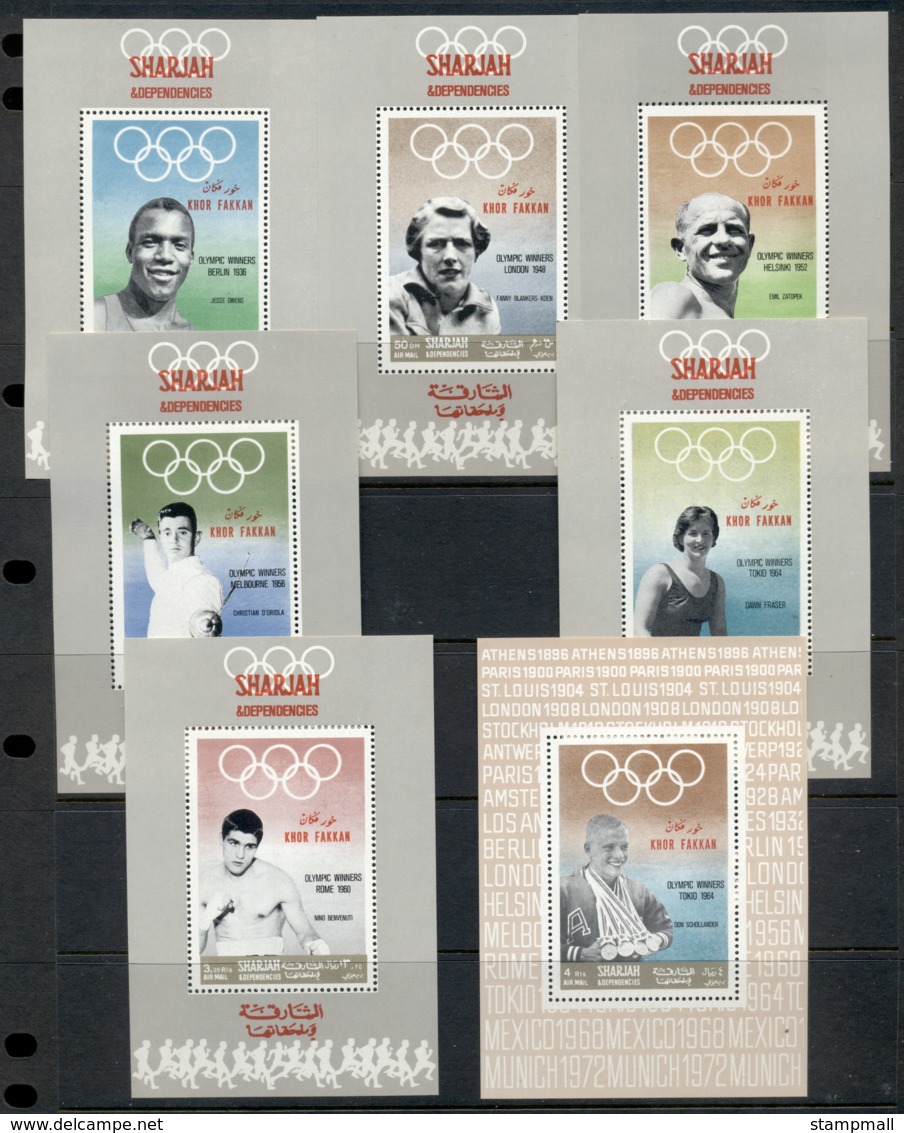 Khor Fakkan 1969 Mi#219-225DLMS Olympic Medallists Deluxe MS MUH - Khor Fakkan