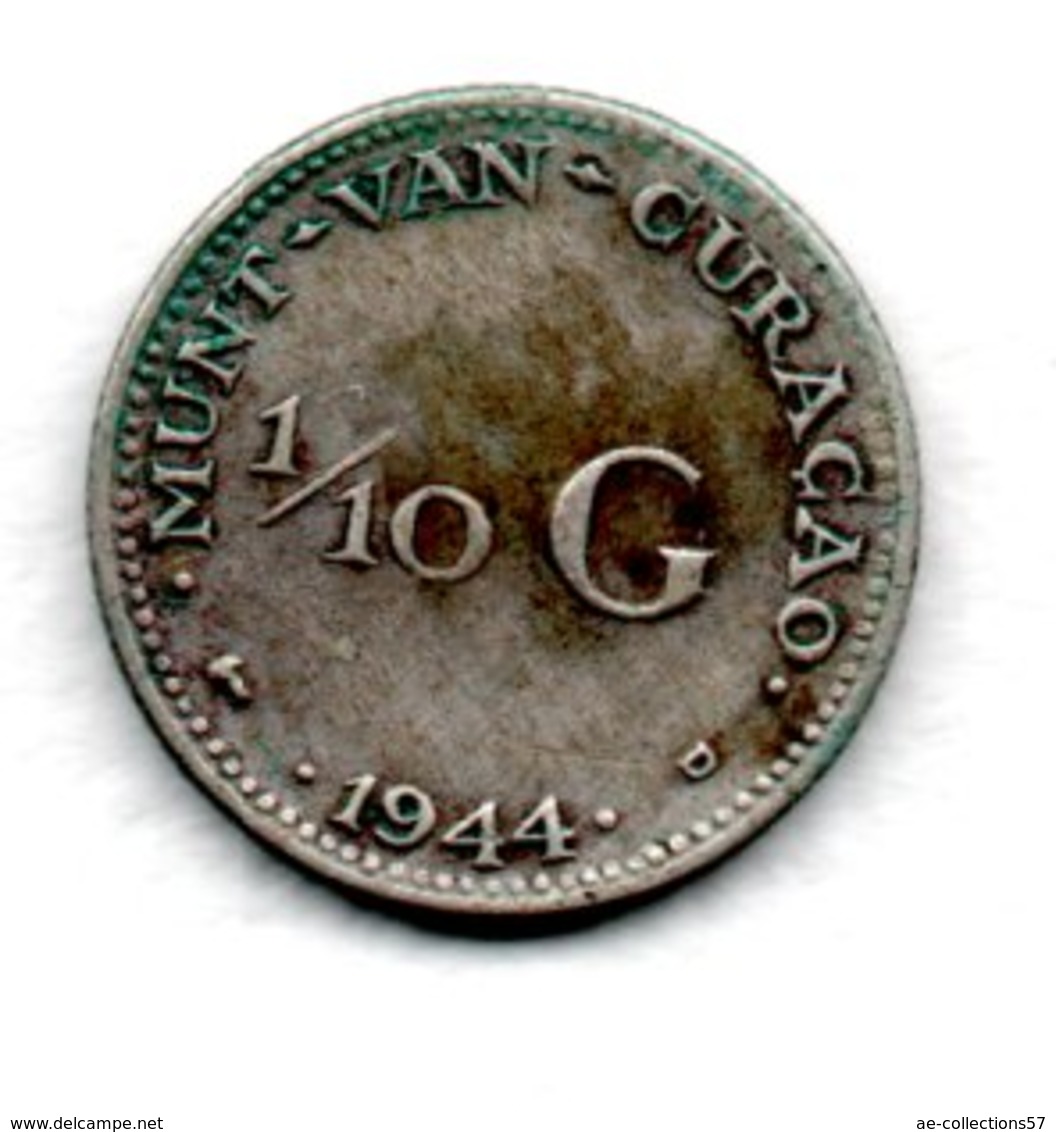 Curacao  - 1 / 10 Gulden 1944 D  -  état  TB+ - Curacao