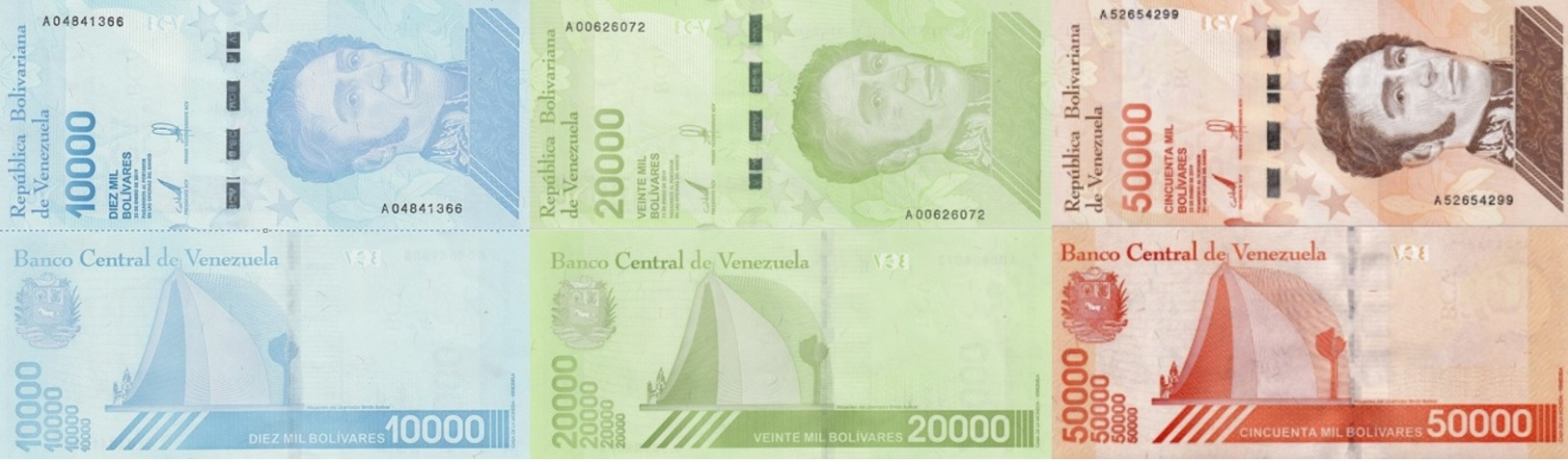 VENEZUELA Set Of 3v 10000 20000 50000 Bolivares  22.01.2019   P New UNC - Venezuela
