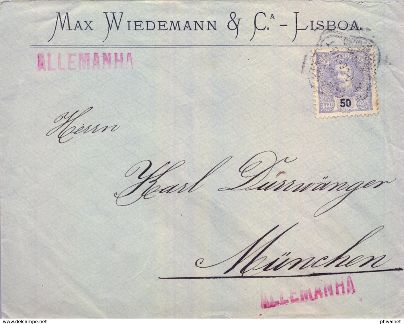 1906 , PORTUGAL , SOBRE CIRCULADO , LISBOA - MÜNICH , D. CARLOS I Nº 142 , LLEGADA - Covers & Documents