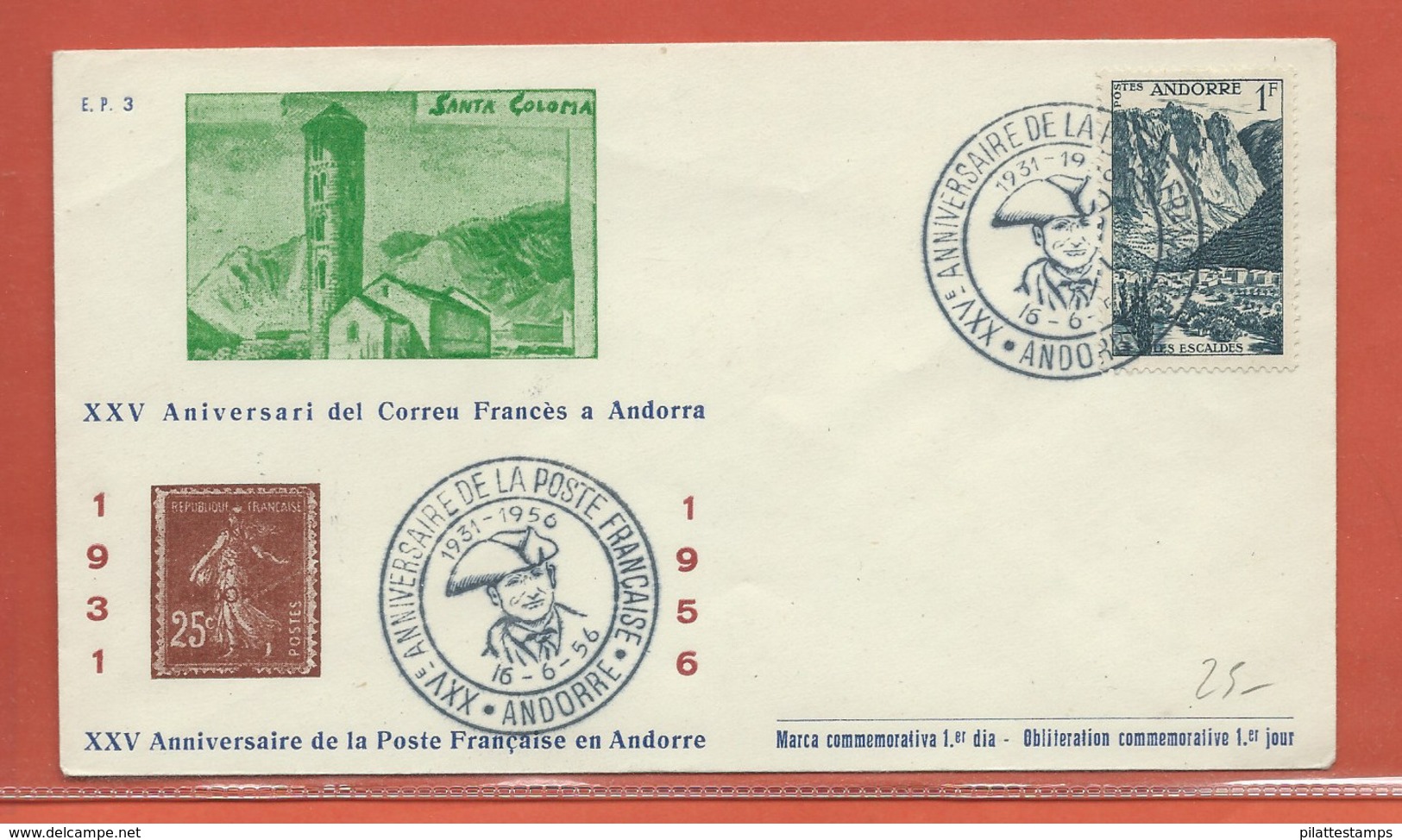 ANDORRE LETTRE DE 1956 - Briefe U. Dokumente