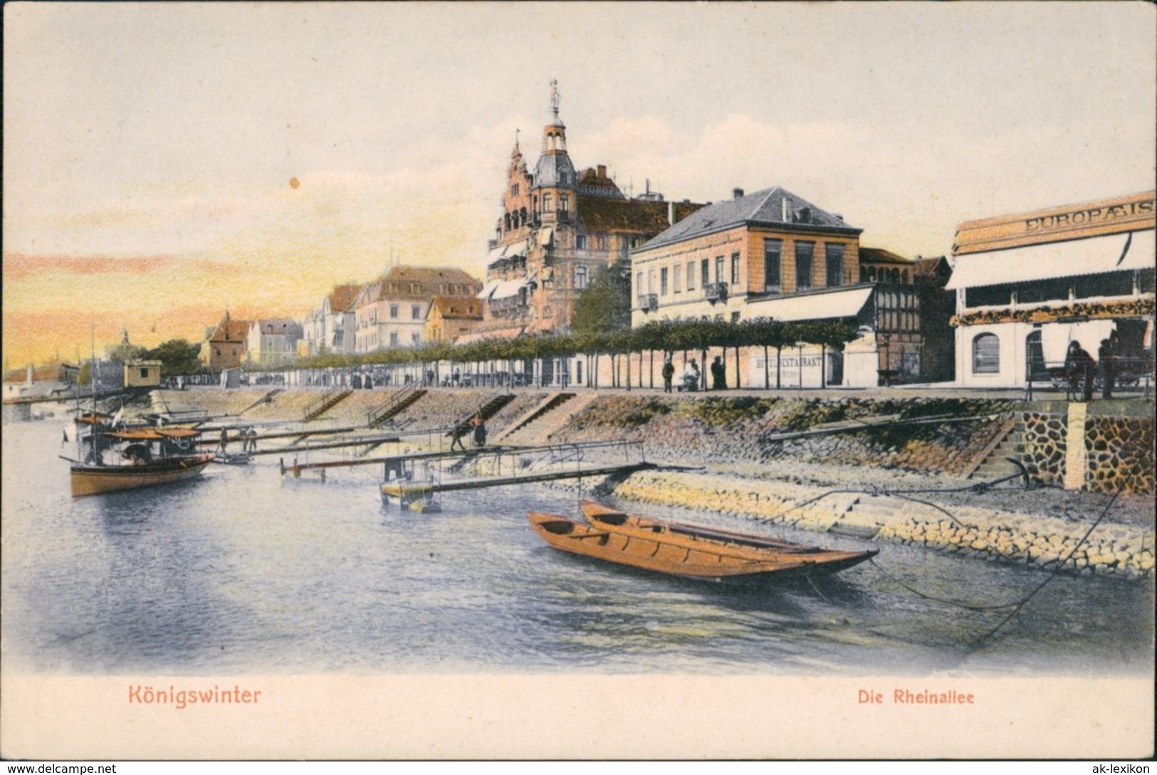 Ansichtskarte Königswinter Anleger - Gaststätten Promenade 1905 - Koenigswinter