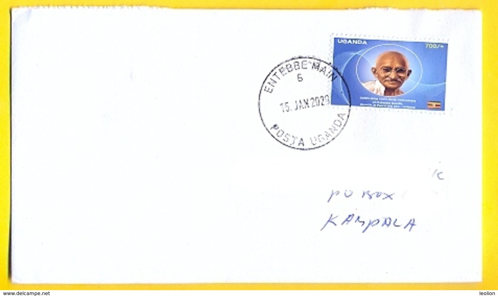 UGANDA Domestically Used Cover With UGX 700 2019 Gandhi Stamp , ENTEBBE PO Postmark OUGANDA - Uganda (1962-...)