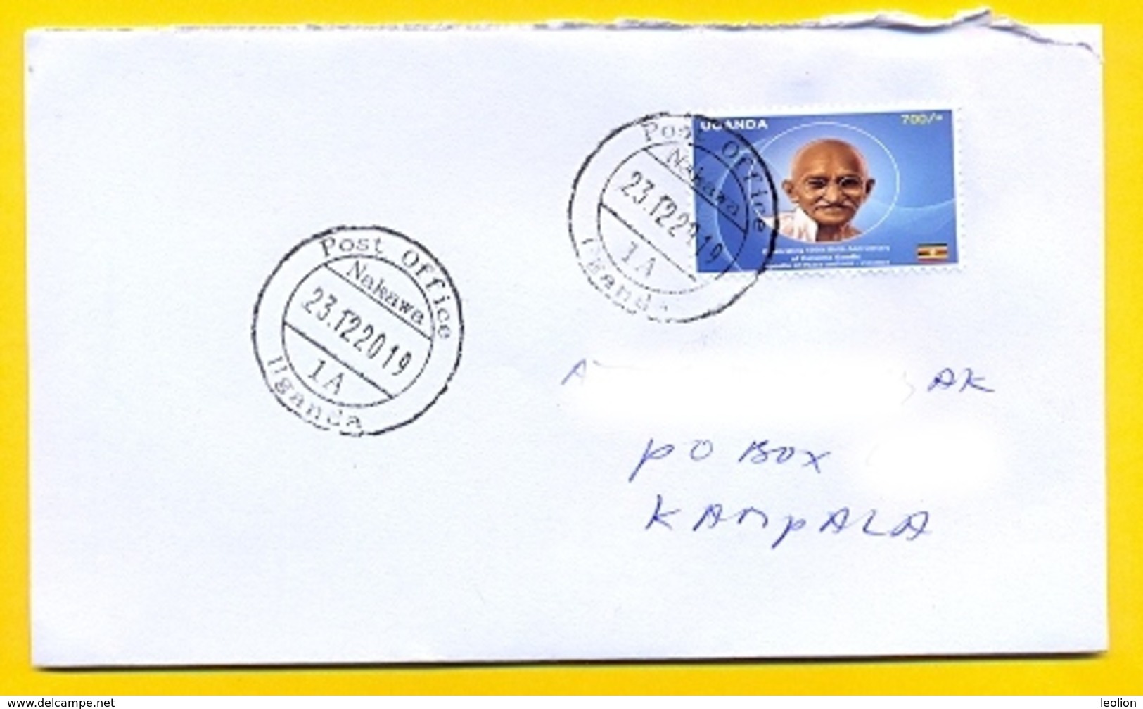 UGANDA Domestically Used Cover With UGX 700 2019 Gandhi Stamp , NAKAWA PO Postmark OUGANDA - Ouganda (1962-...)