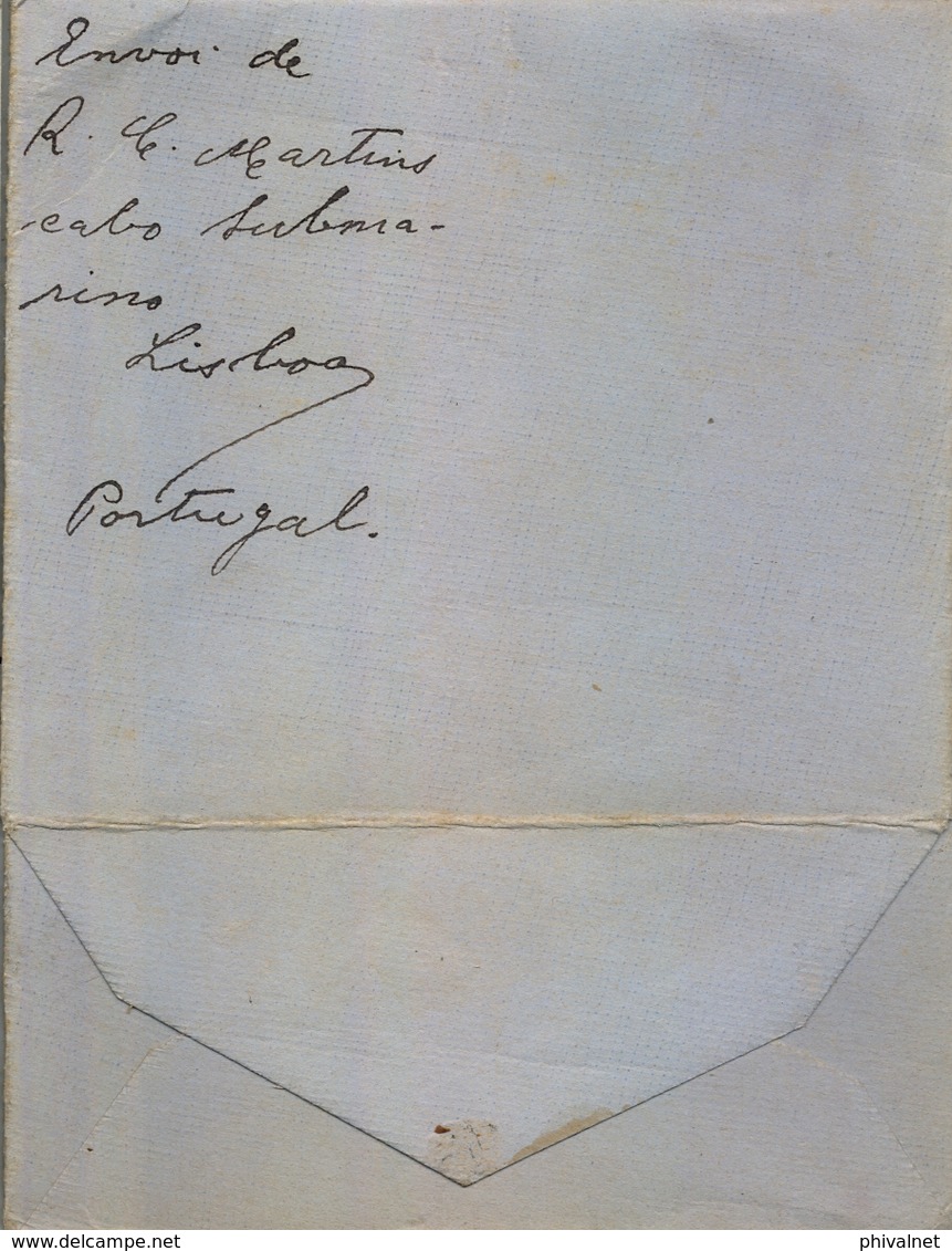 1908 , PORTUGAL , SOBRE CIRCULADO , LISBOA - BADEN , D. CARLOS I Nº 128 , RTE. CABO DE SUBMARINOS - Covers & Documents