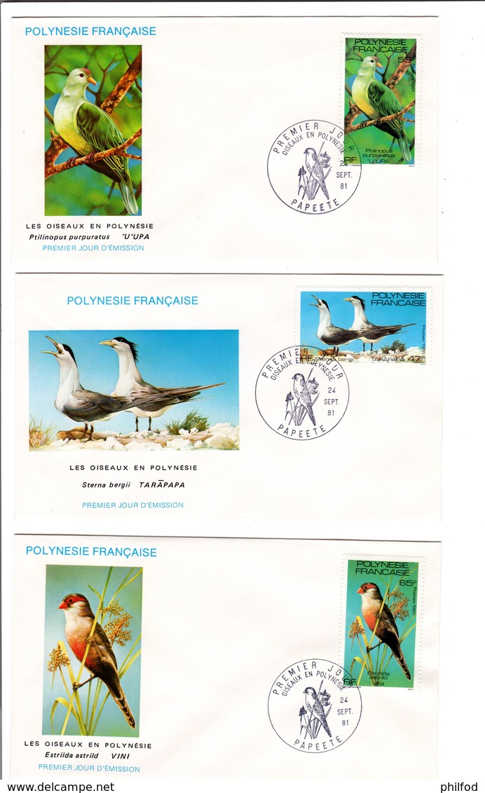 FDC POLYNESIE FRANCAISE  - 24 Sept 81 - N 168 / 170 OISEAUX DE POLYNESIE - FDC