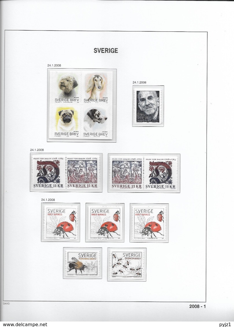 2008 MNH Sweden, Year Collection According To DAVO Album - Volledig Jaar