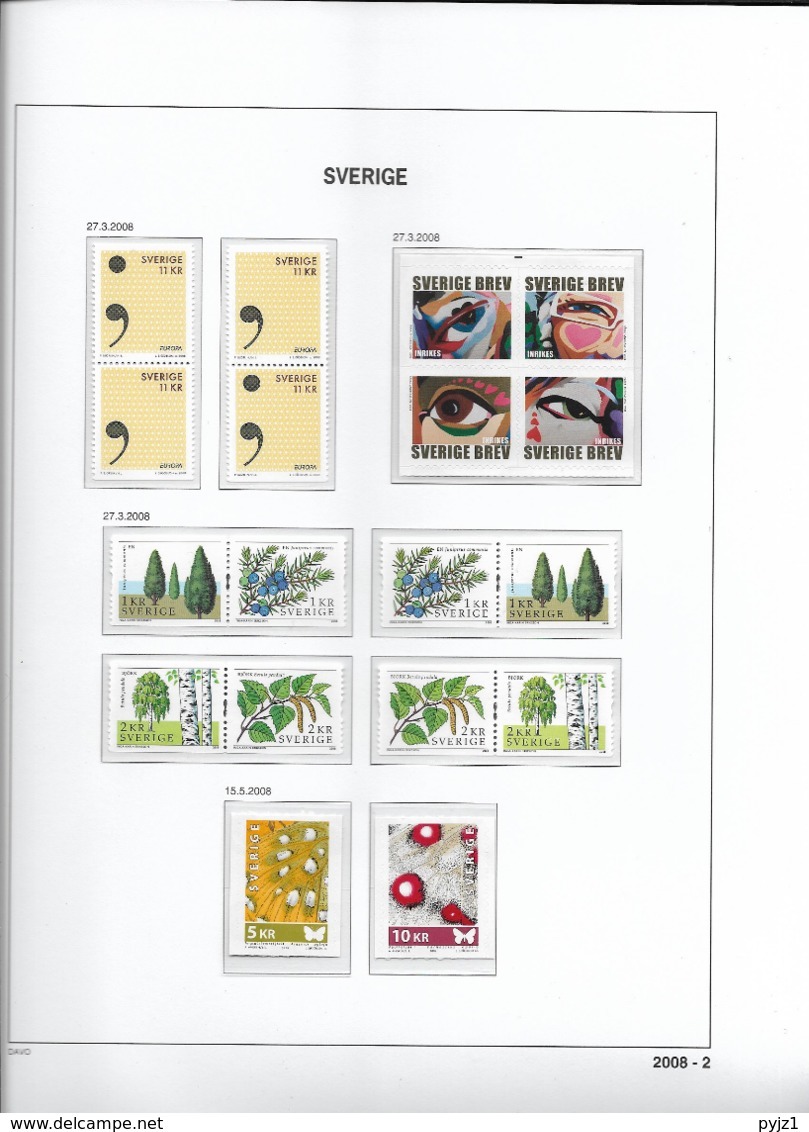2008 MNH Sweden, Year Collection According To DAVO Album - Annate Complete