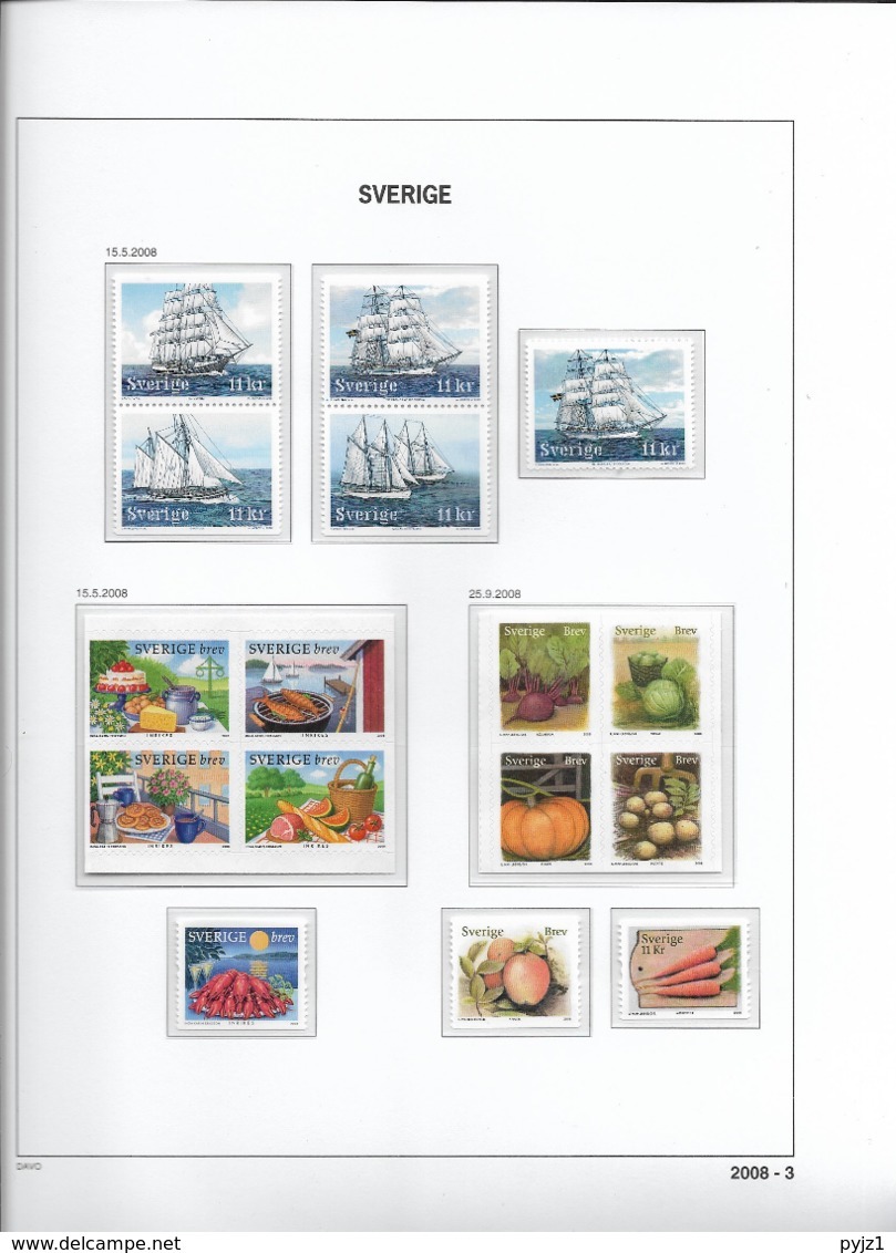 2008 MNH Sweden, Year Collection According To DAVO Album - Full Years