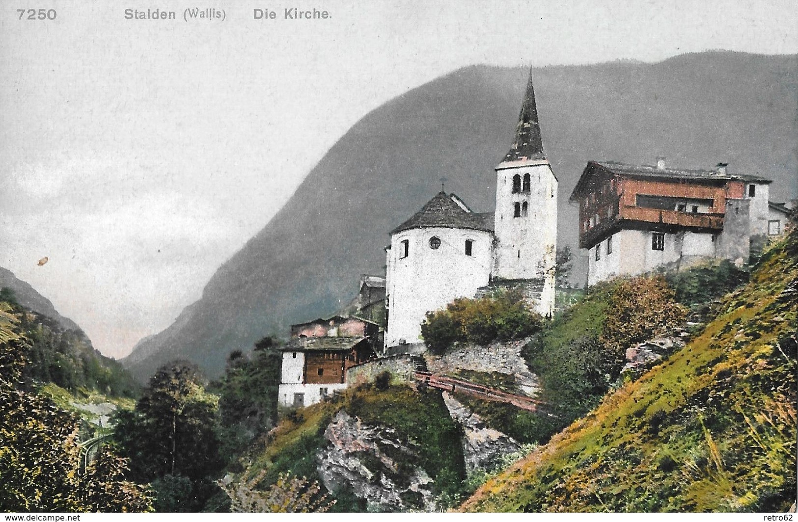 STALDEN → Dorfpartie Bei Der Kirche, Lichtdruck Ca.1910 - Stalden