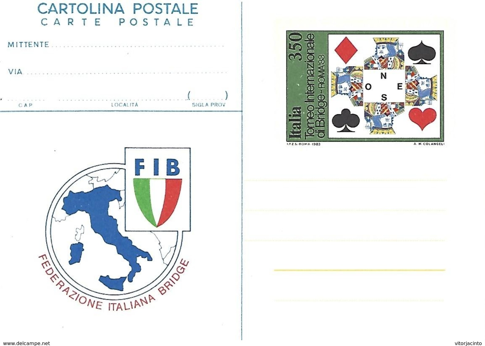 Italy - PAP - International Bridge Tournament - Rome 1983 - Non Classificati